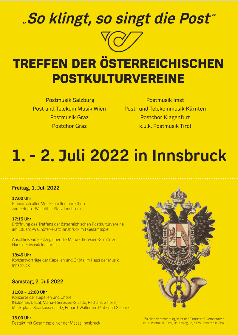 Postmusiktreffen in Innsbruck 1.-2. Juli 2022